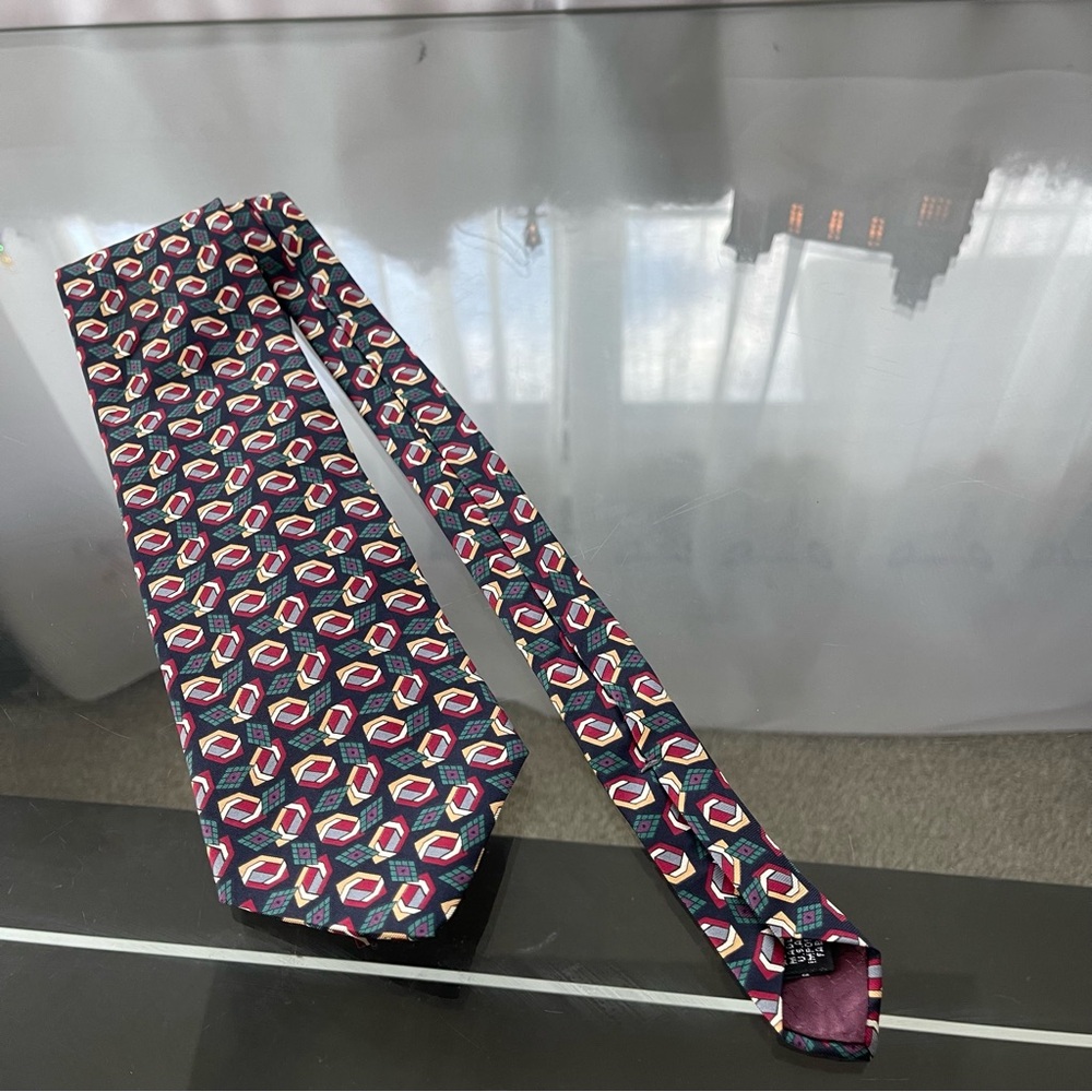 Christian Dior Monsieur Silk Geometric Tie 4x57 Red Black Preppy Academia‎
